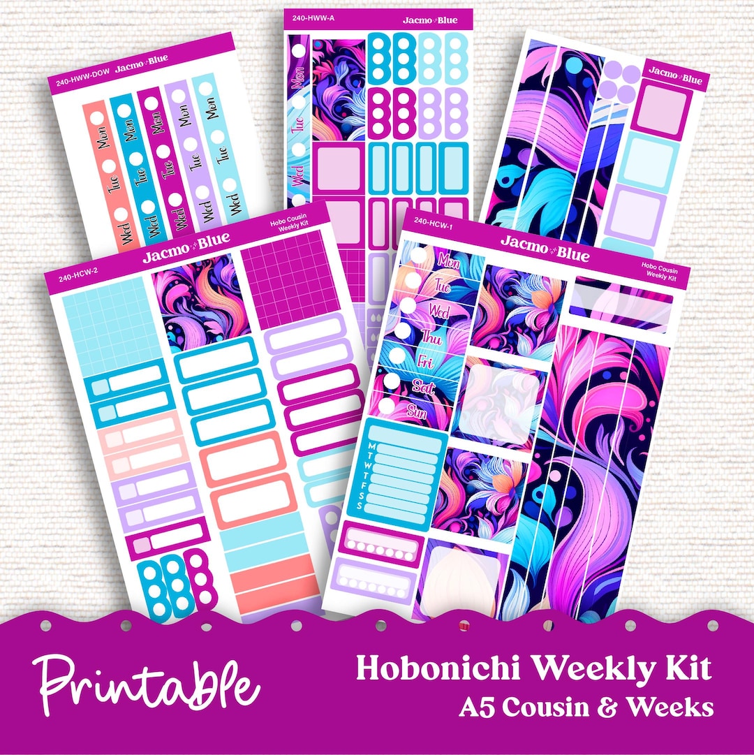 PRINTABLE Hobonichi Weekly Sticker Kit Cousin & Weeks Planner Stickers ...