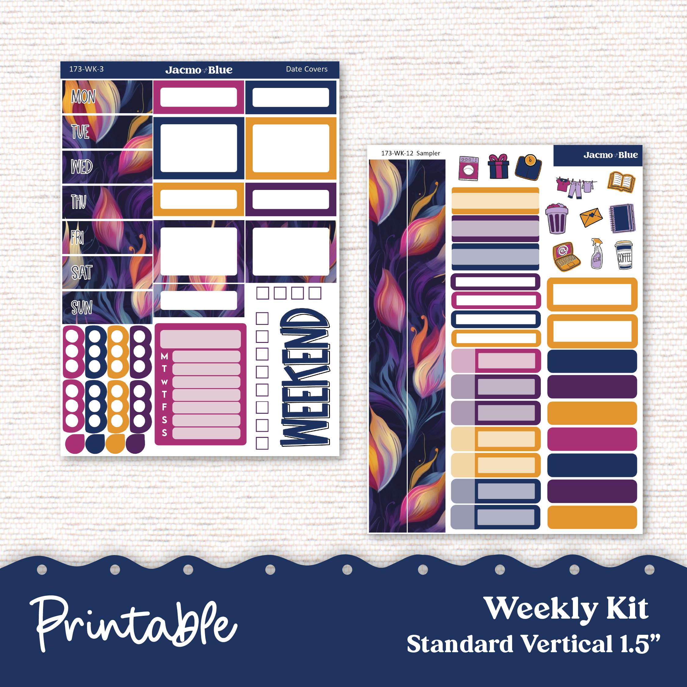PRINTABLE Weekly Sticker Kit Vertical Planner - Silhouette Cricut ...