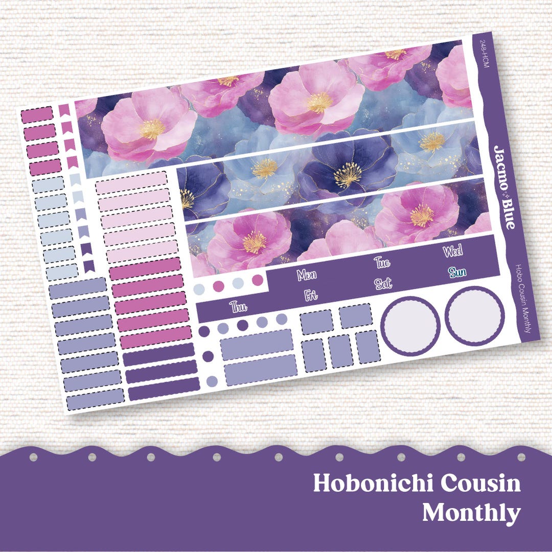 248P PRINTABLE Monthly Planner Stickers for Hobonichi Cousin A5 - Print ...
