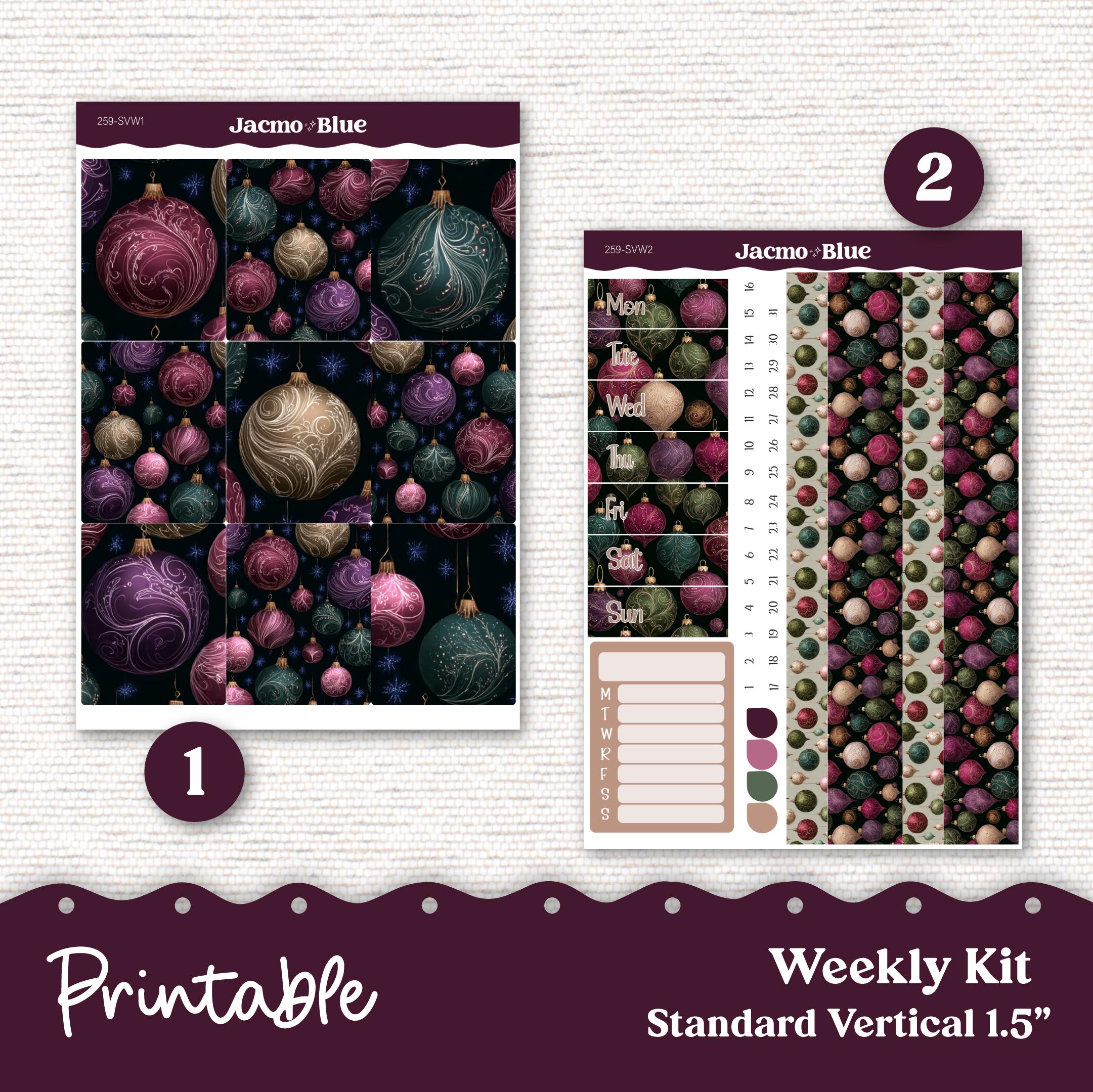 263P PRINTABLE Weekly Sticker Kit Vertical Planner Stickers Erin ...