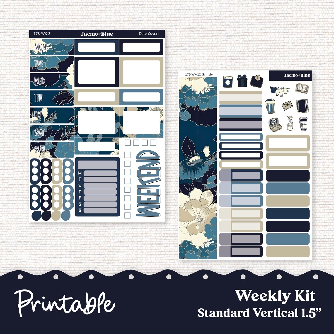 PRINTABLE Weekly Sticker Kit Vertical Planner - Silhouette Cricut ...
