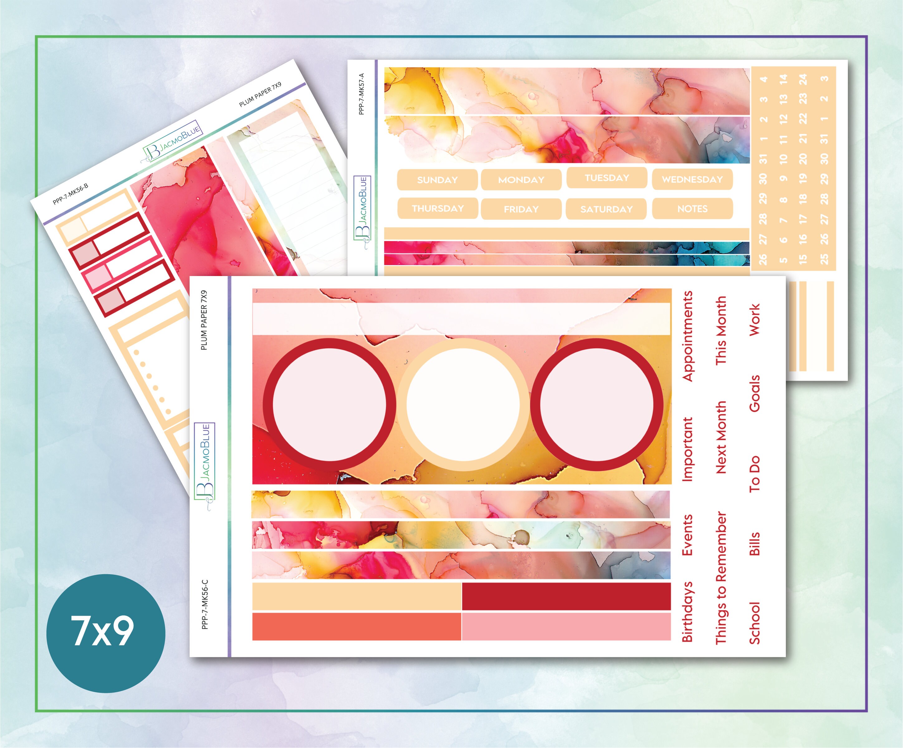 Paper & Party Supplies Paper RTS 7x9 Daily Sticker Kit sized for Plum ...