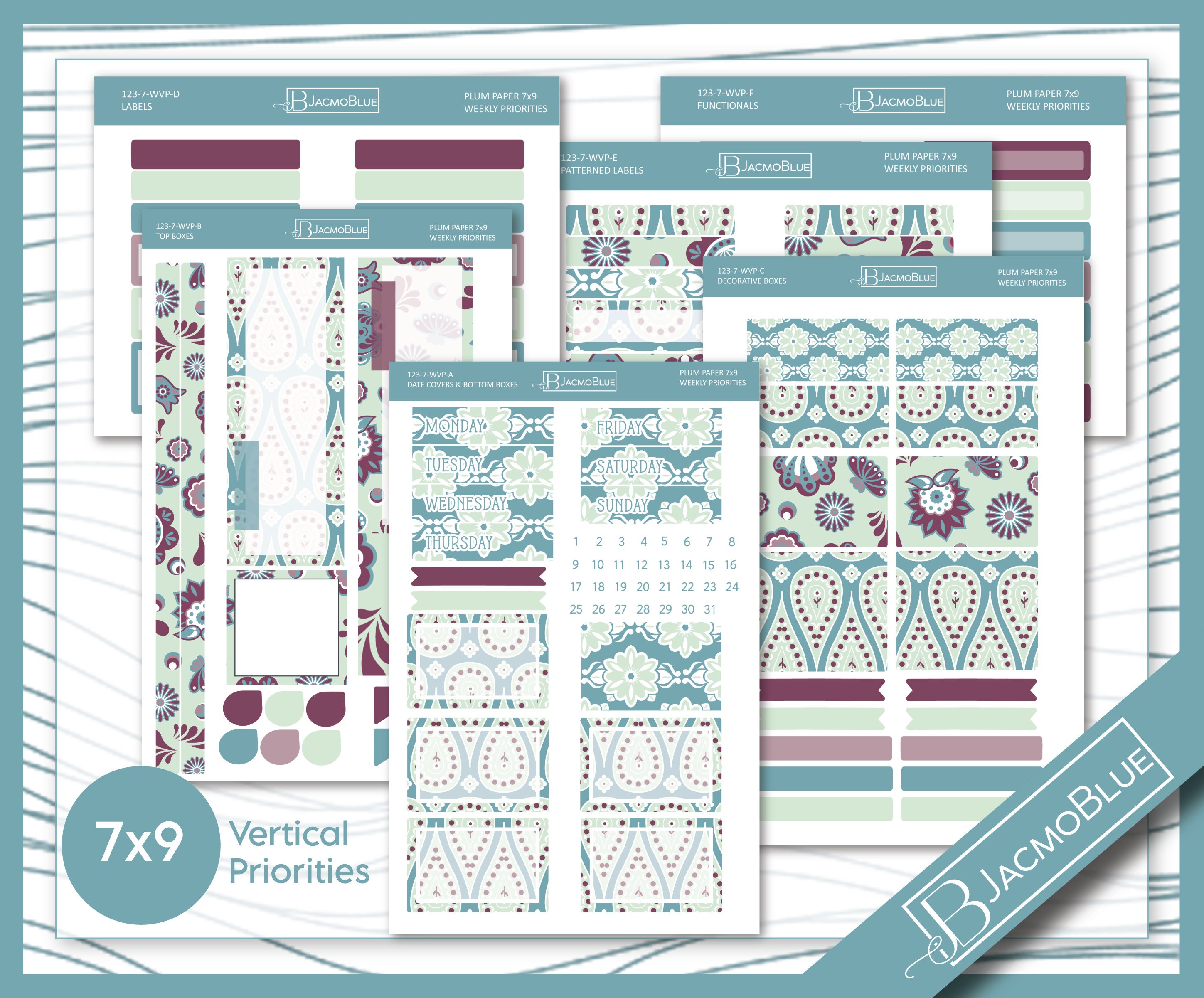 Plum Paper Weekly Priorities 7x9 Sticker Kit Kit 123 Mint Etsy