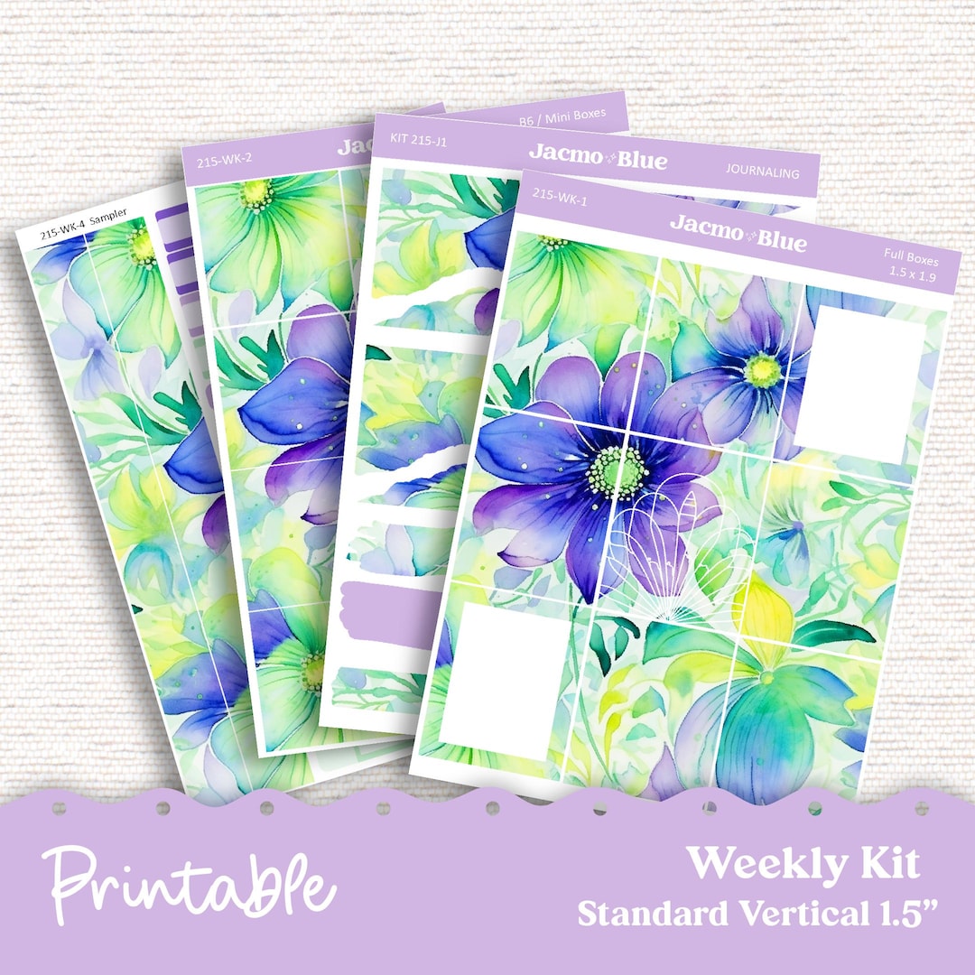 PRINTABLE Weekly Sticker Kit Vertical Planner Stickers - Silhouette ...