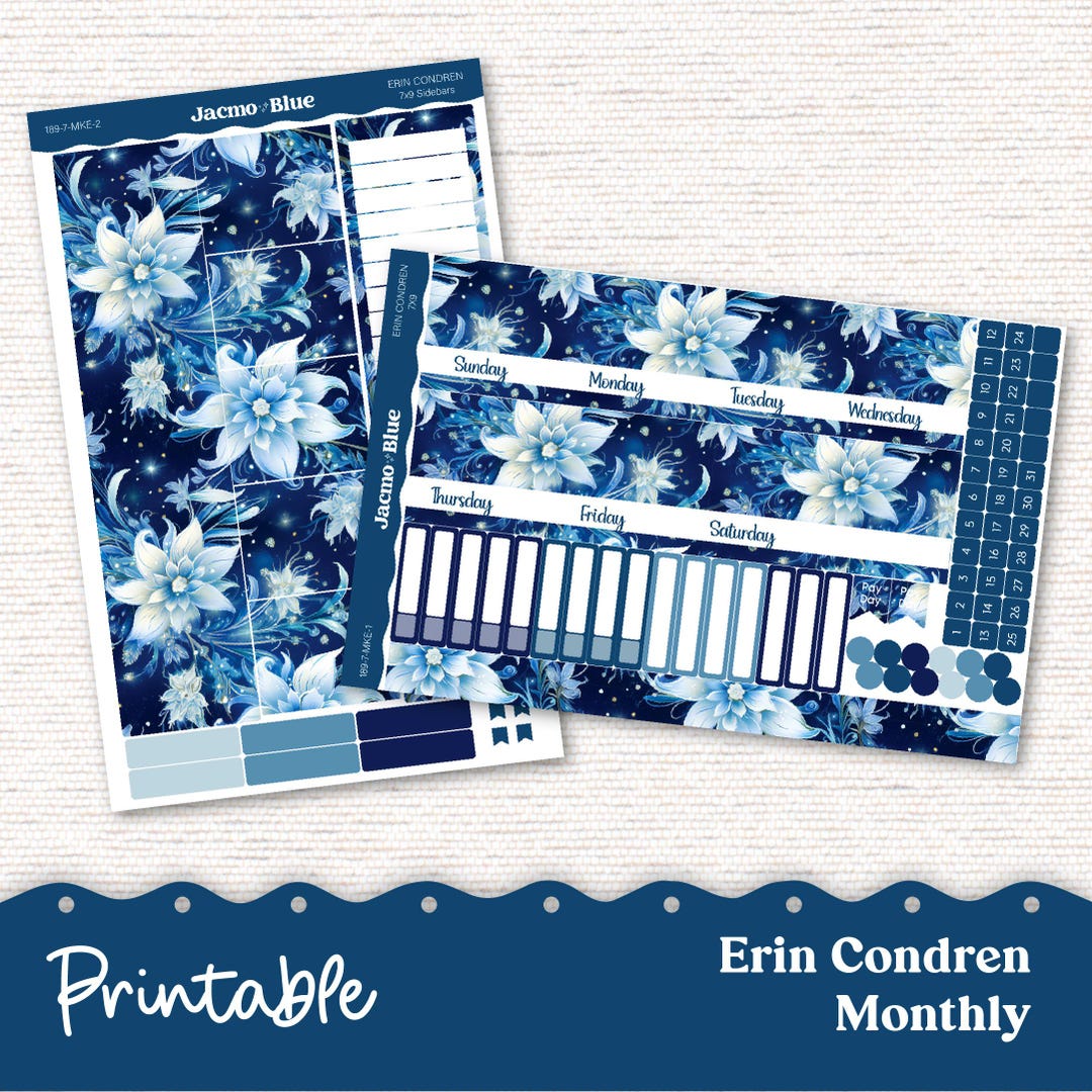 PRINTABLE Monthly Planner Stickers for Erin Condren 7x9 and A5 - Print ...