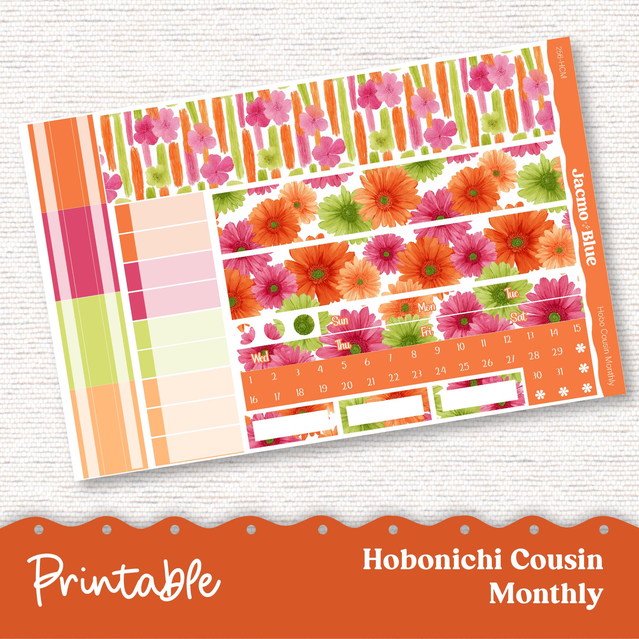 256P PRINTABLE Monthly Planner Stickers for Hobonichi Cousin A5 - Print ...