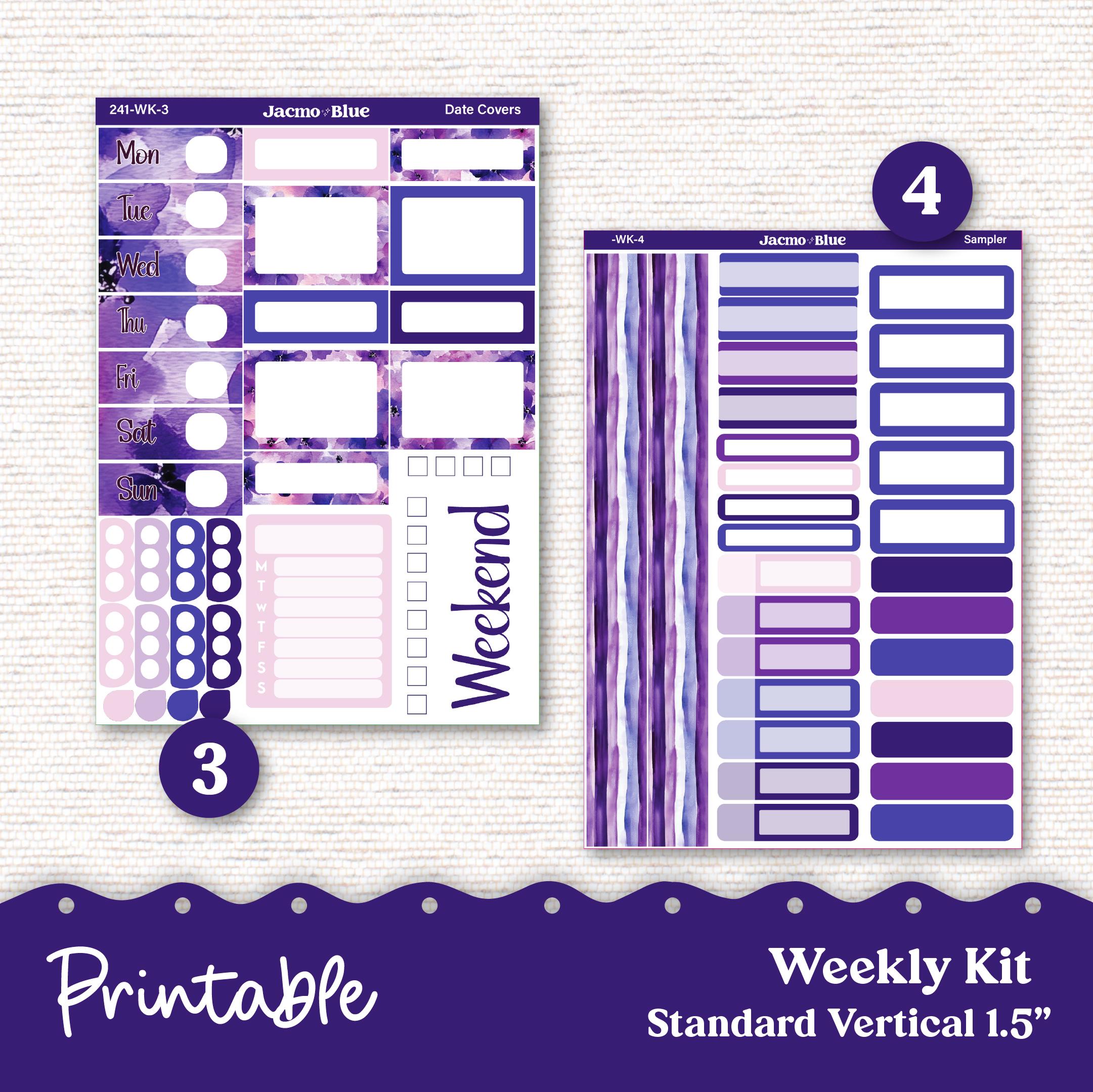 PRINTABLE Weekly Sticker Kit Vertical Planner 13 Sheets - Silhouette ...