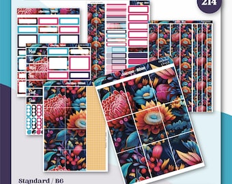 Weekly Planner Sticker Kit Vertical Planner Stickers 214 Folksy Florals Vibrant