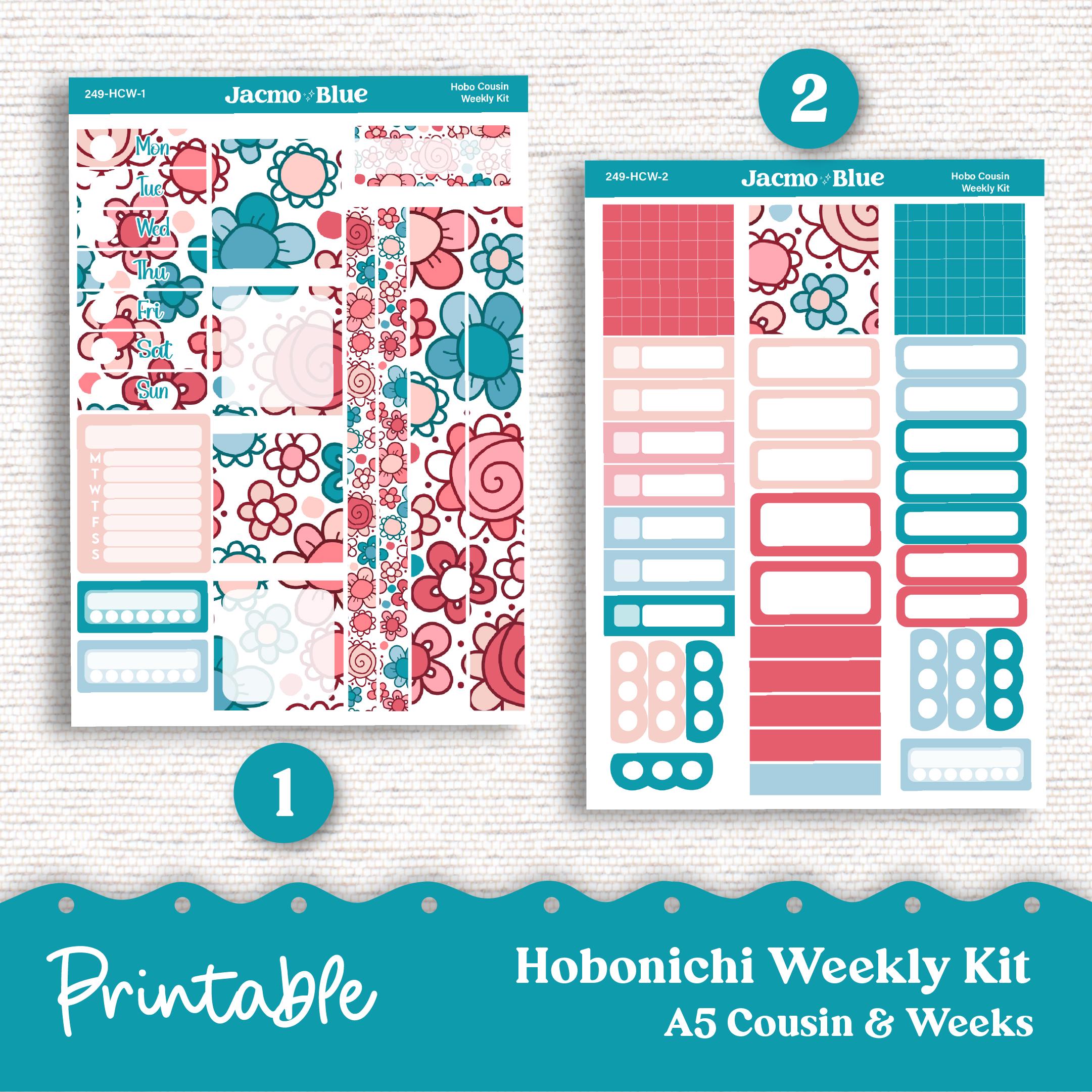 249P PRINTABLE Hobonichi Weekly Sticker Kit Cousin & Weeks Planner ...