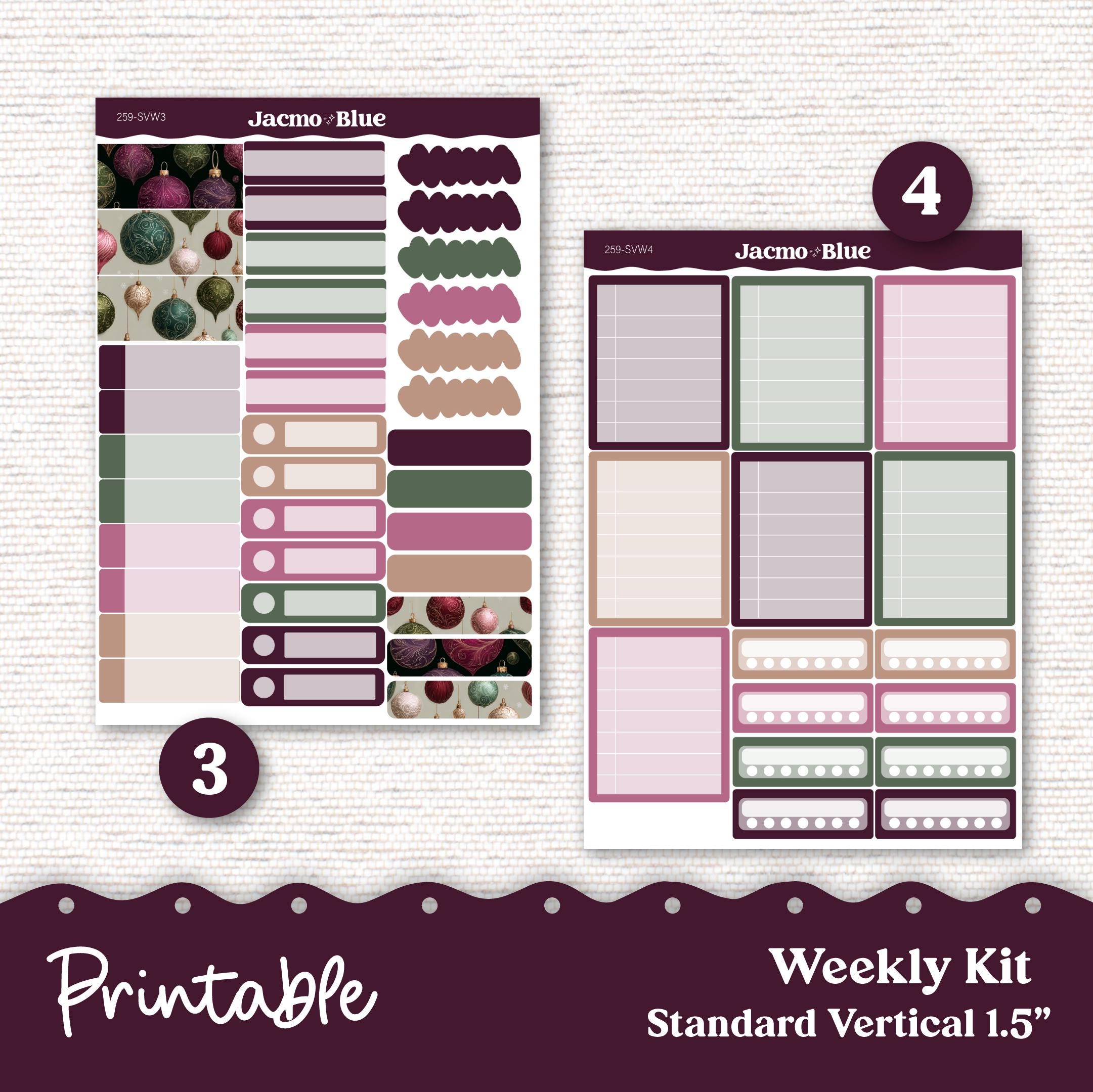 263P PRINTABLE Weekly Sticker Kit Vertical Planner Stickers Erin ...