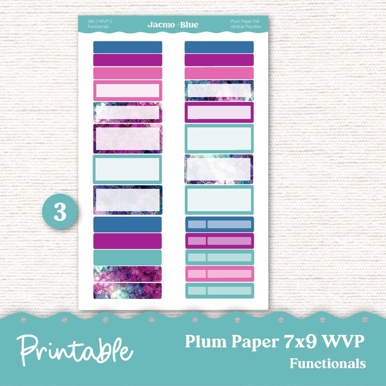 PRINTABLE 7x9 Weekly Vertical Priorities Sticker Kit Plum Paper ...