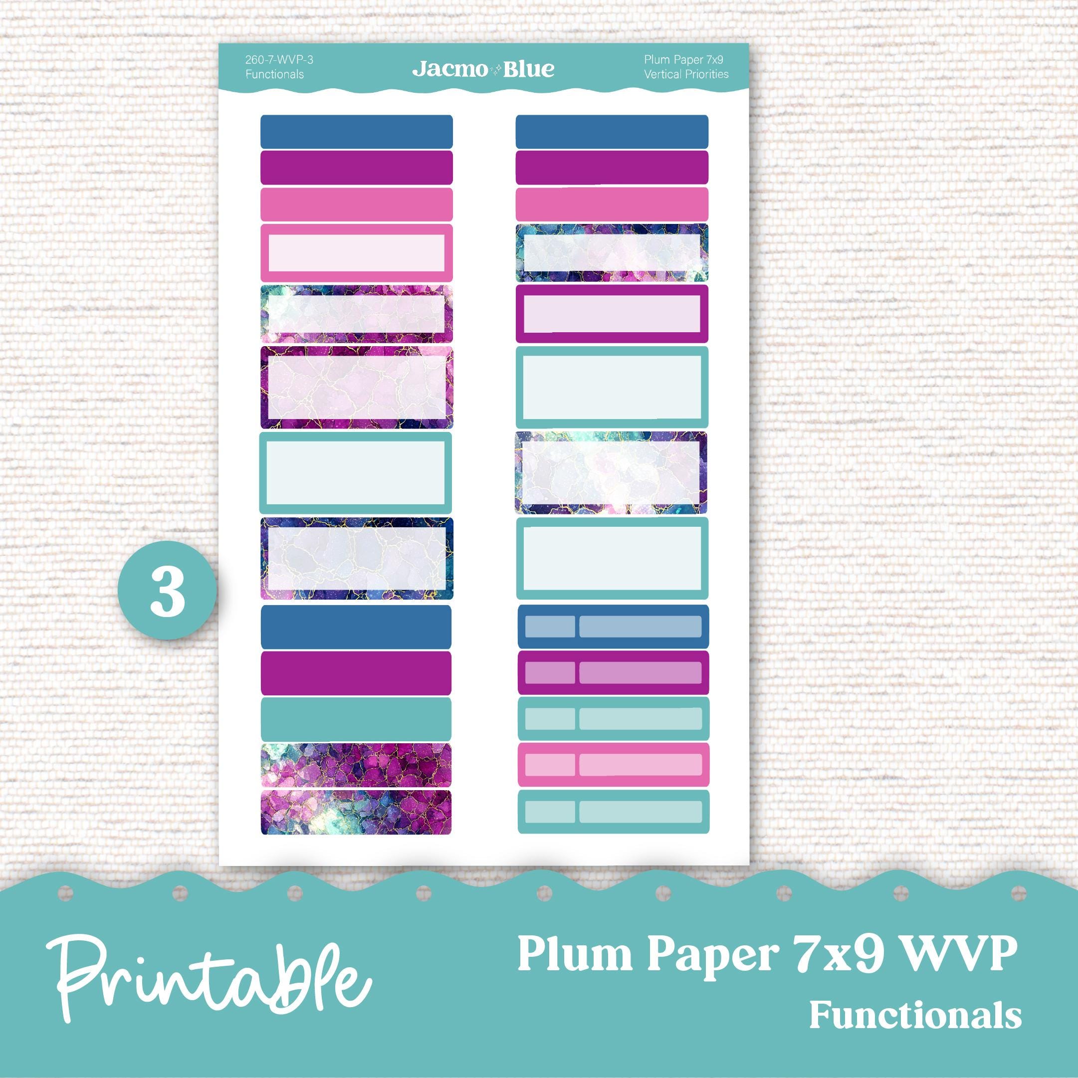 PRINTABLE 7x9 Weekly Vertical Priorities Sticker Kit Plum Paper ...