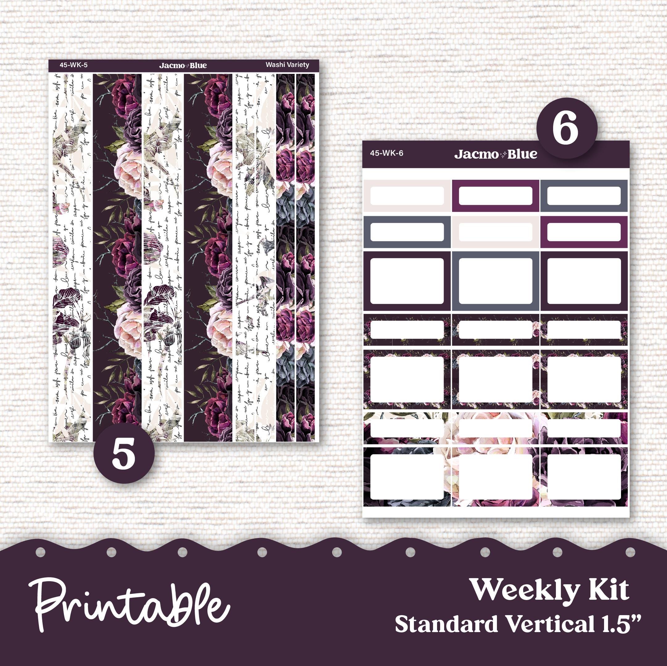 PRINTABLE Weekly Sticker Kit Vertical Planner - Silhouette Cricut ...
