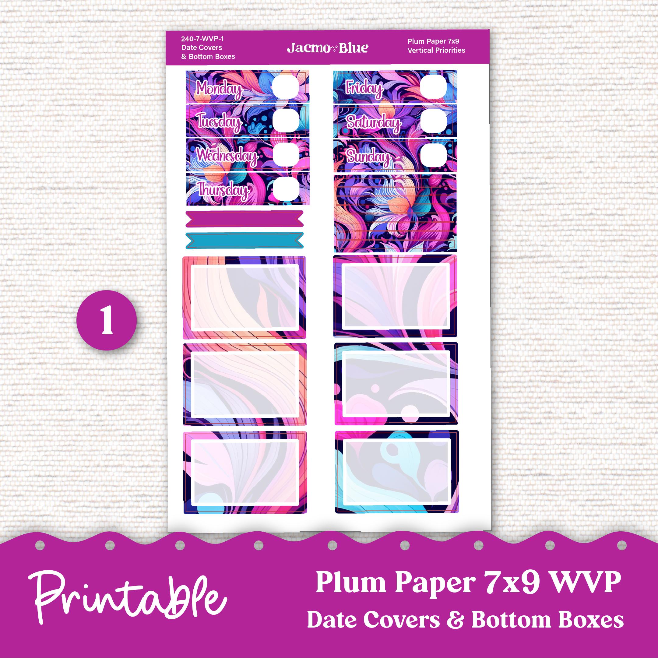 PRINTABLE 7x9 Weekly Vertical Priorities Sticker Kit Plum Paper ...