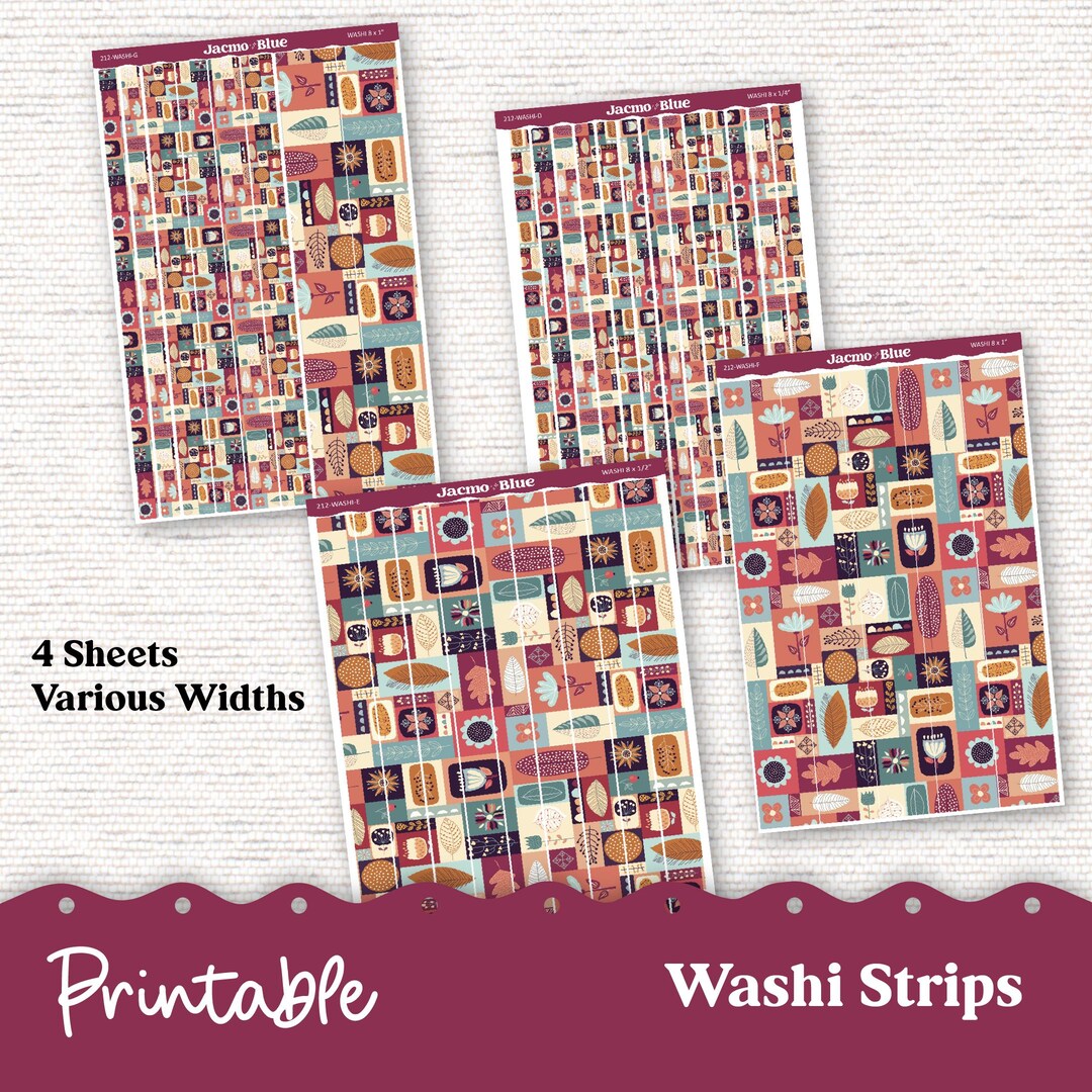 PRINTABLE Washi Strips Stickers Print and Cut Silhouette and Cricut ...