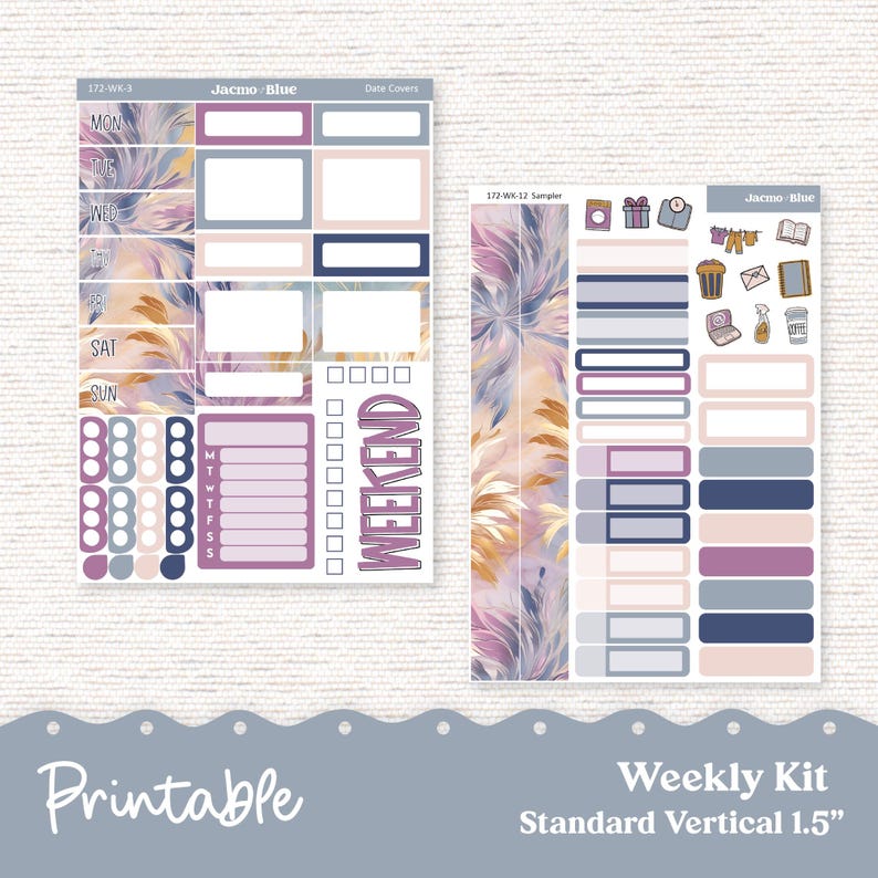 PRINTABLE Weekly Sticker Kit Vertical Planner - Silhouette Cricut ...