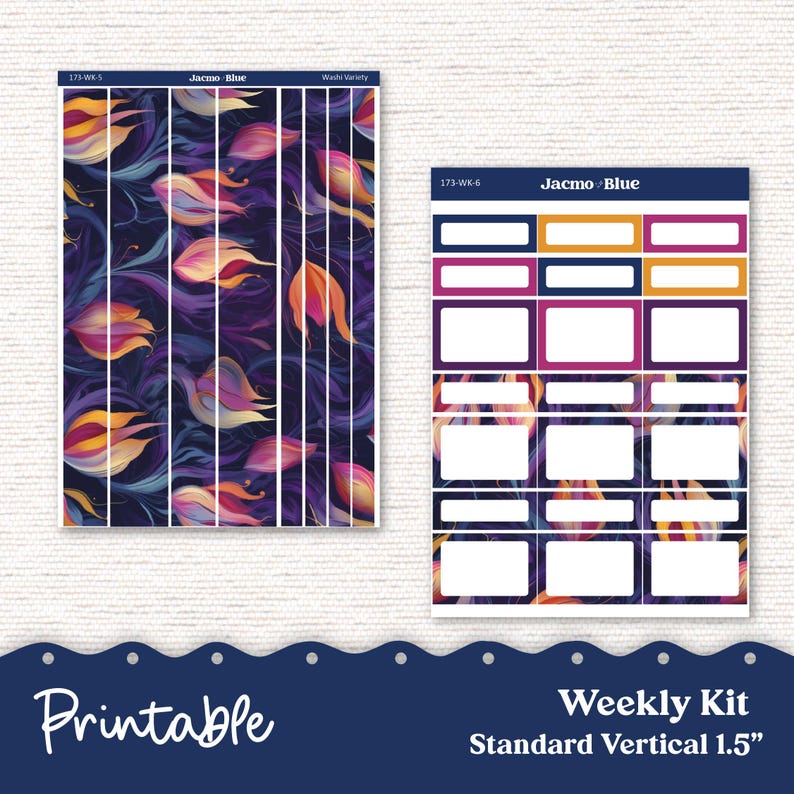 PRINTABLE Weekly Sticker Kit Vertical Planner - Silhouette Cricut ...