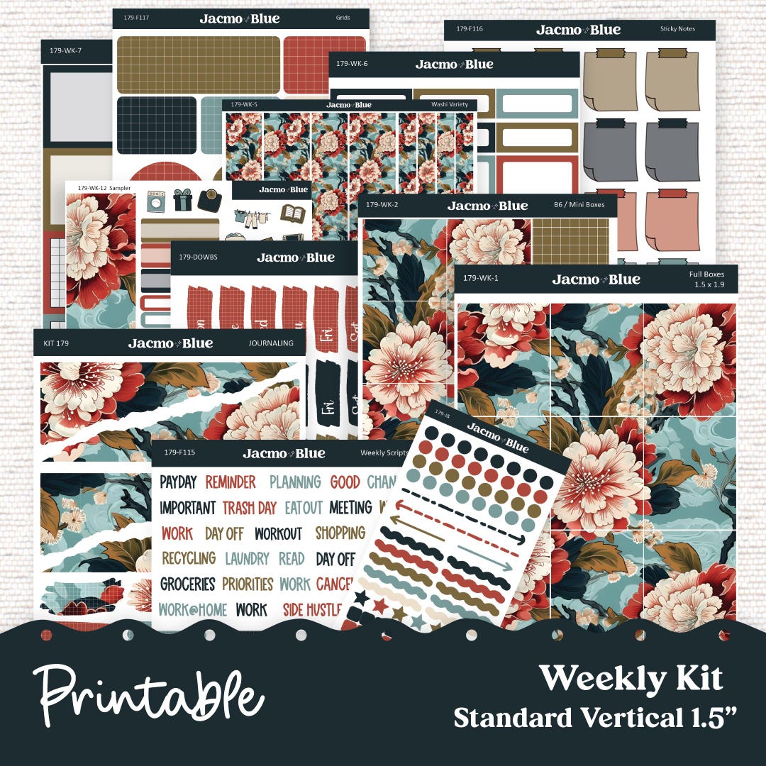 PRINTABLE Weekly Sticker Kit Vertical Planner - Silhouette Cricut ...