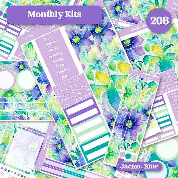 Spring Plum Paper Monthly Sticker Kit for 8x11 7x9 A5 Planners - Kit 215 Planner Stickers