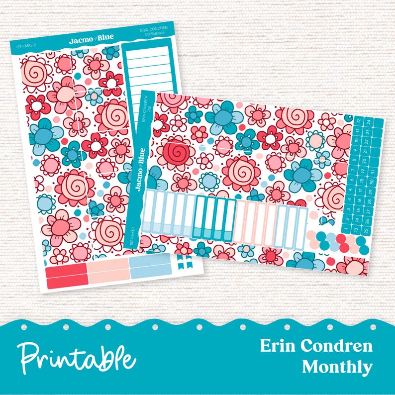 PRINTABLE Monthly Planner Stickers for Erin Condren 7x9 and A5 - Print ...