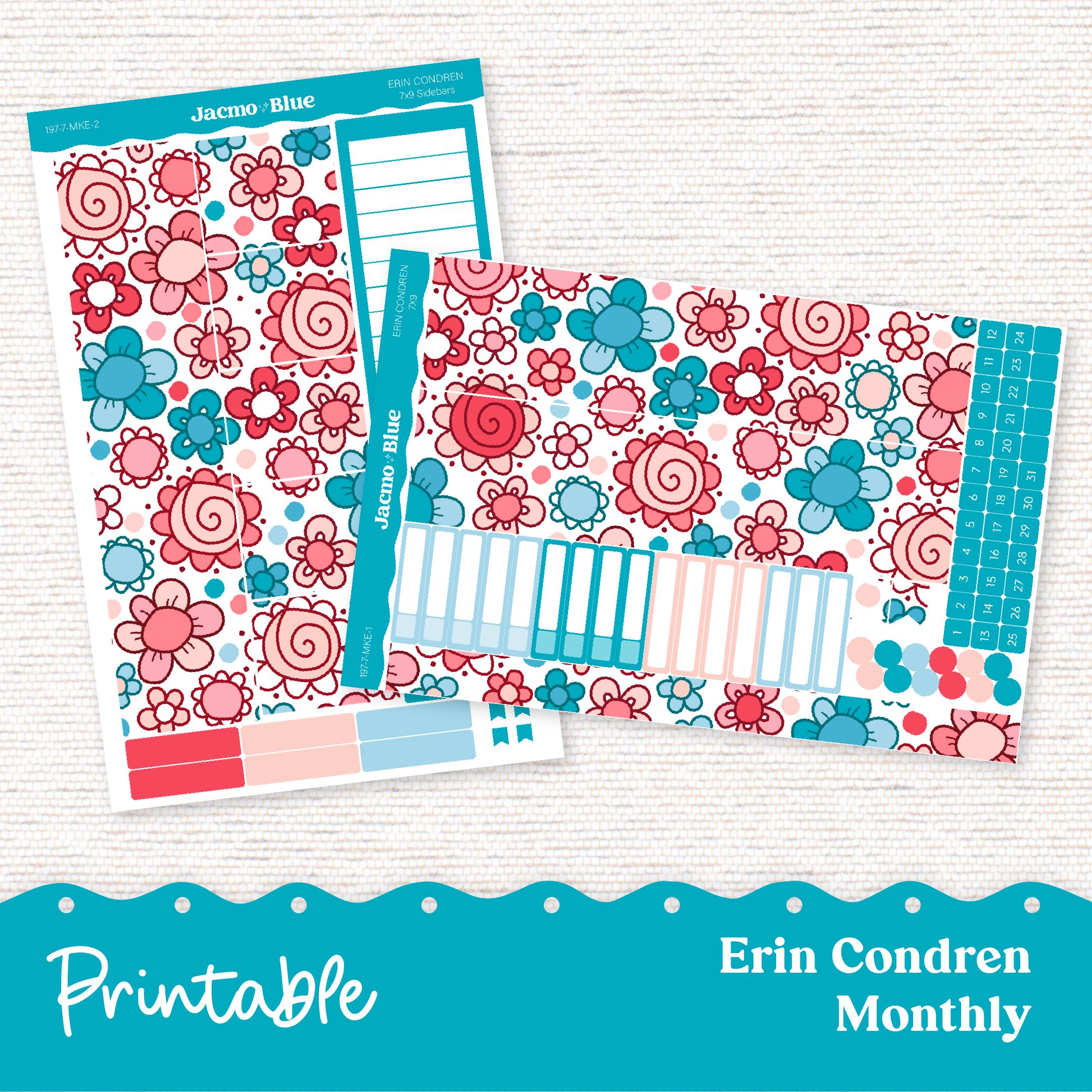 PRINTABLE Monthly Planner Stickers for Erin Condren 7x9 and A5 - Print ...