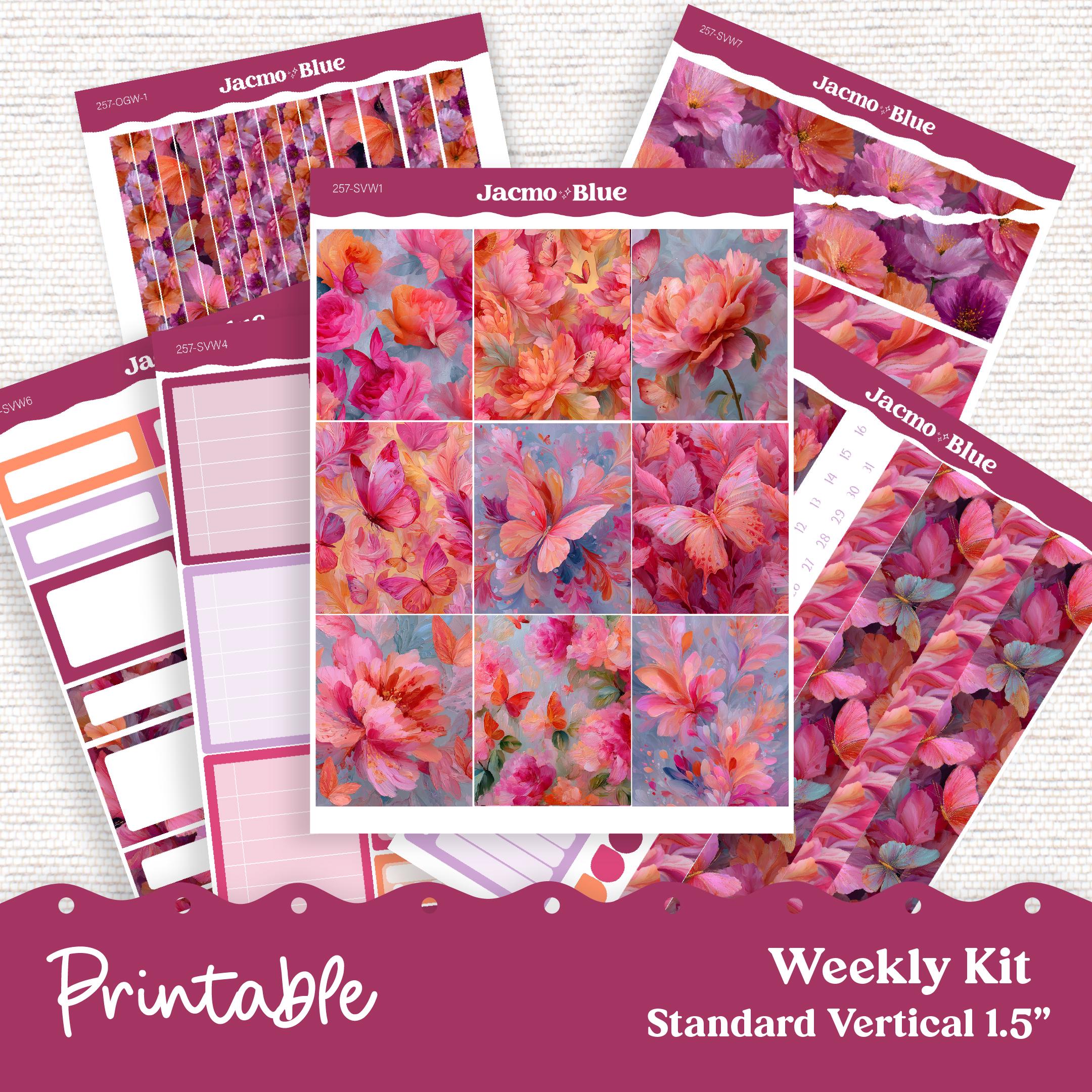 257P PRINTABLE Weekly Sticker Kit Vertical Planner Stickers Erin ...