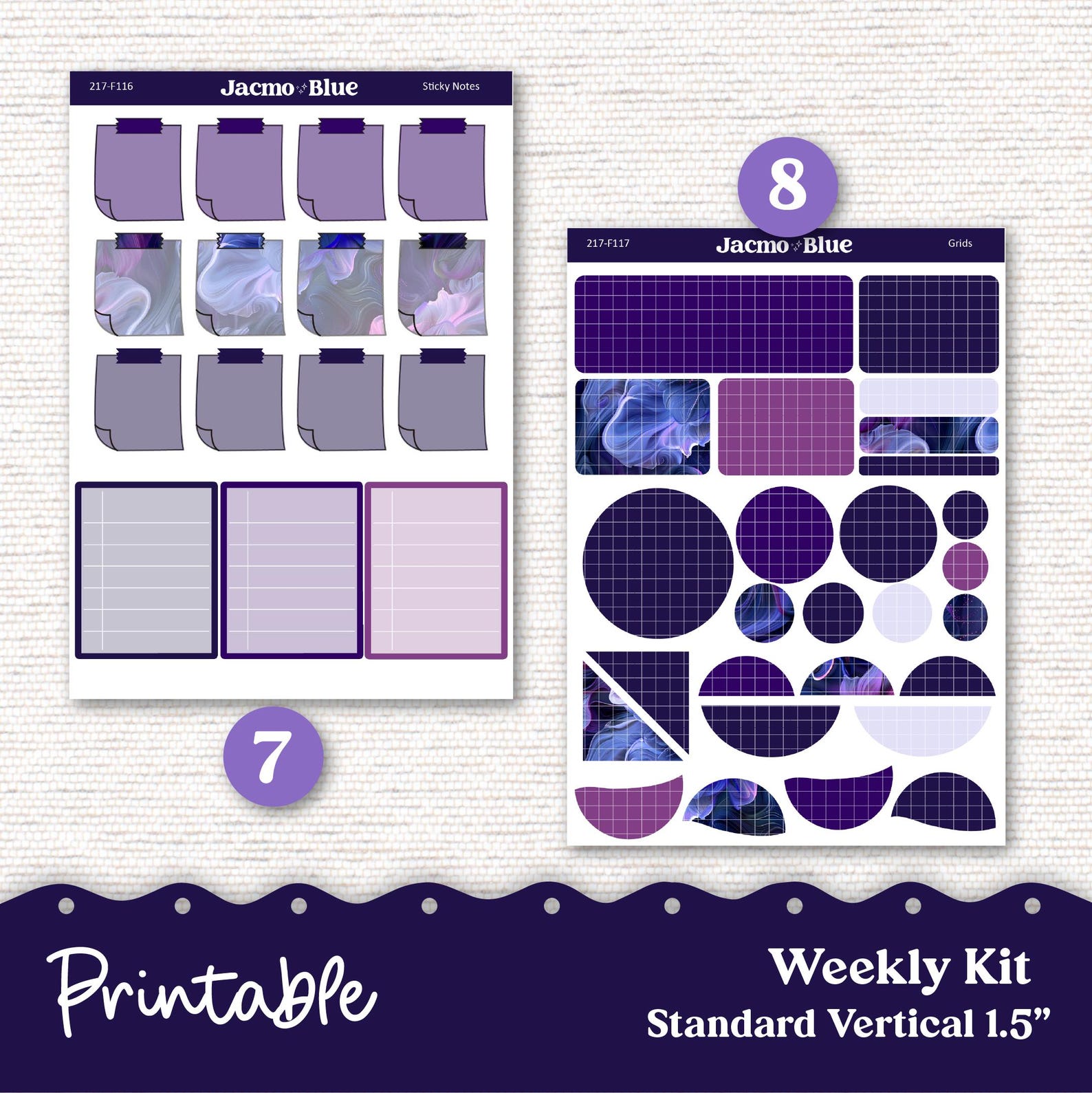 PRINTABLE Weekly Sticker Kit Vertical Planner Stickers - Silhouette ...