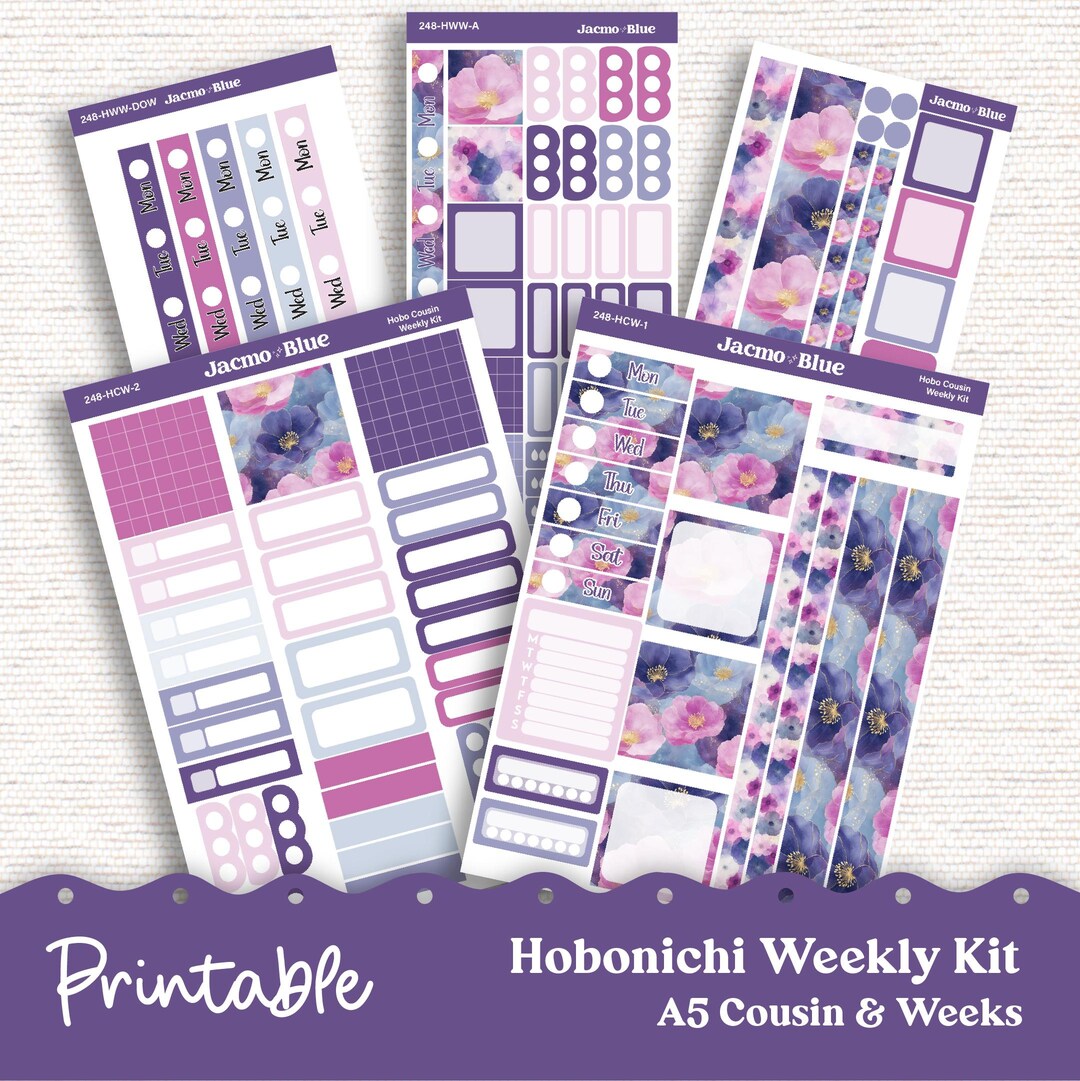 248P PRINTABLE Hobonichi Cousin Weekly Sticker Kit Cousin & Weeks ...