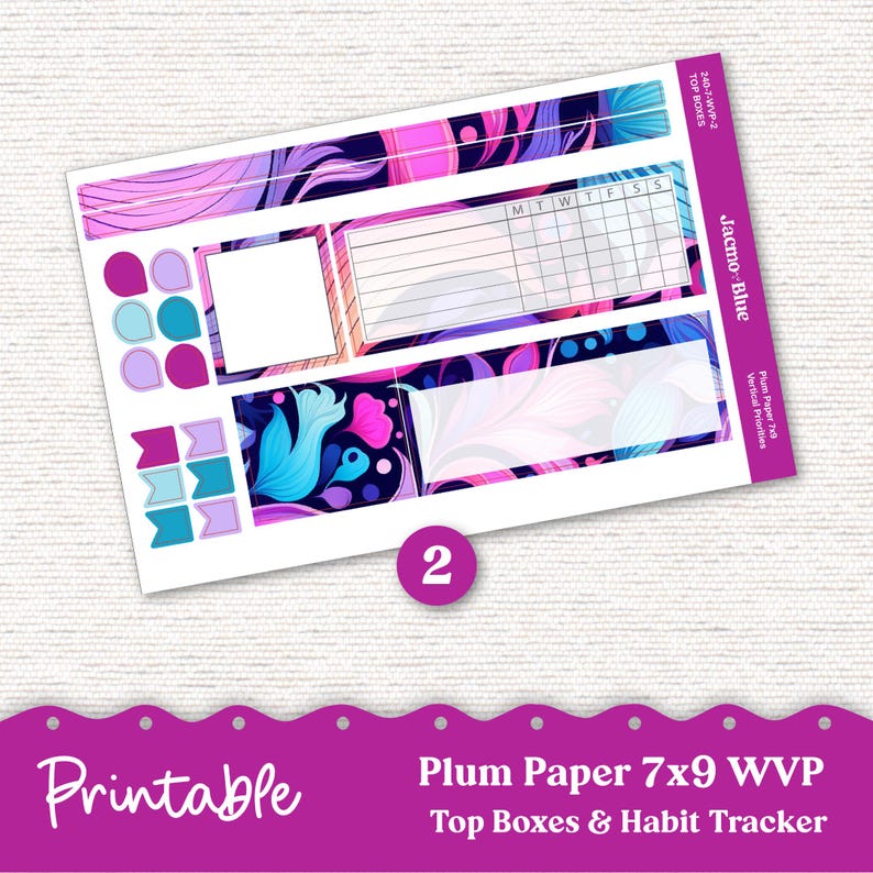 PRINTABLE 7x9 Weekly Vertical Priorities Sticker Kit Plum Paper ...