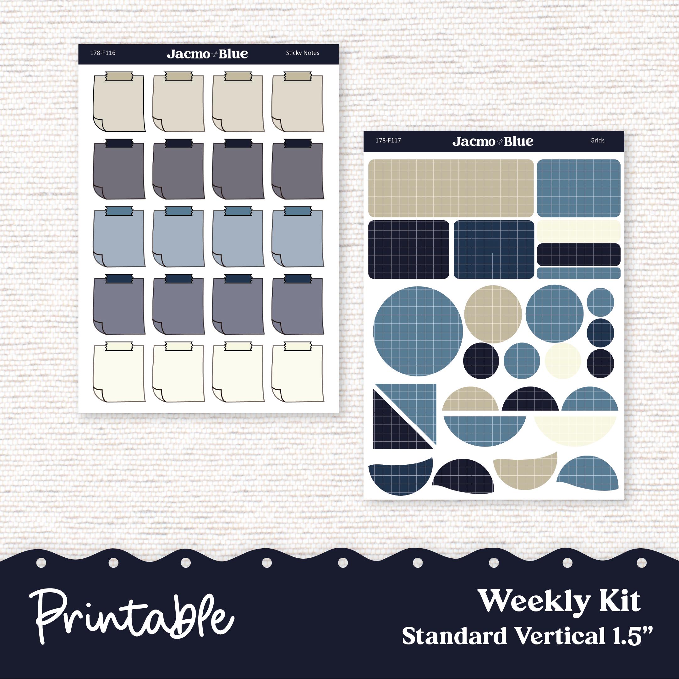 PRINTABLE Weekly Sticker Kit Vertical Planner - Silhouette Cricut ...