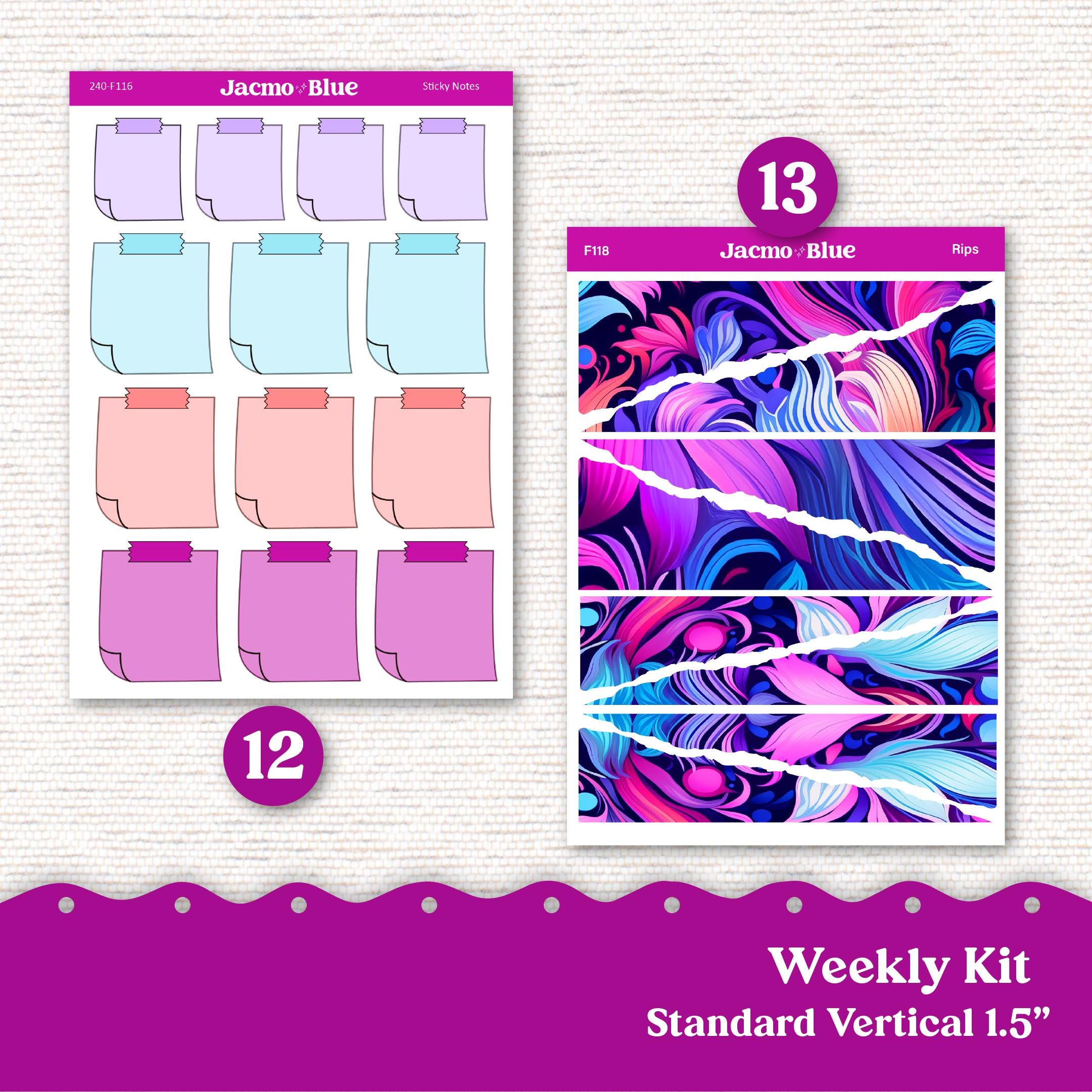 PRINTABLE Weekly Sticker Kit Vertical Planner 13 Sheets Condren ...