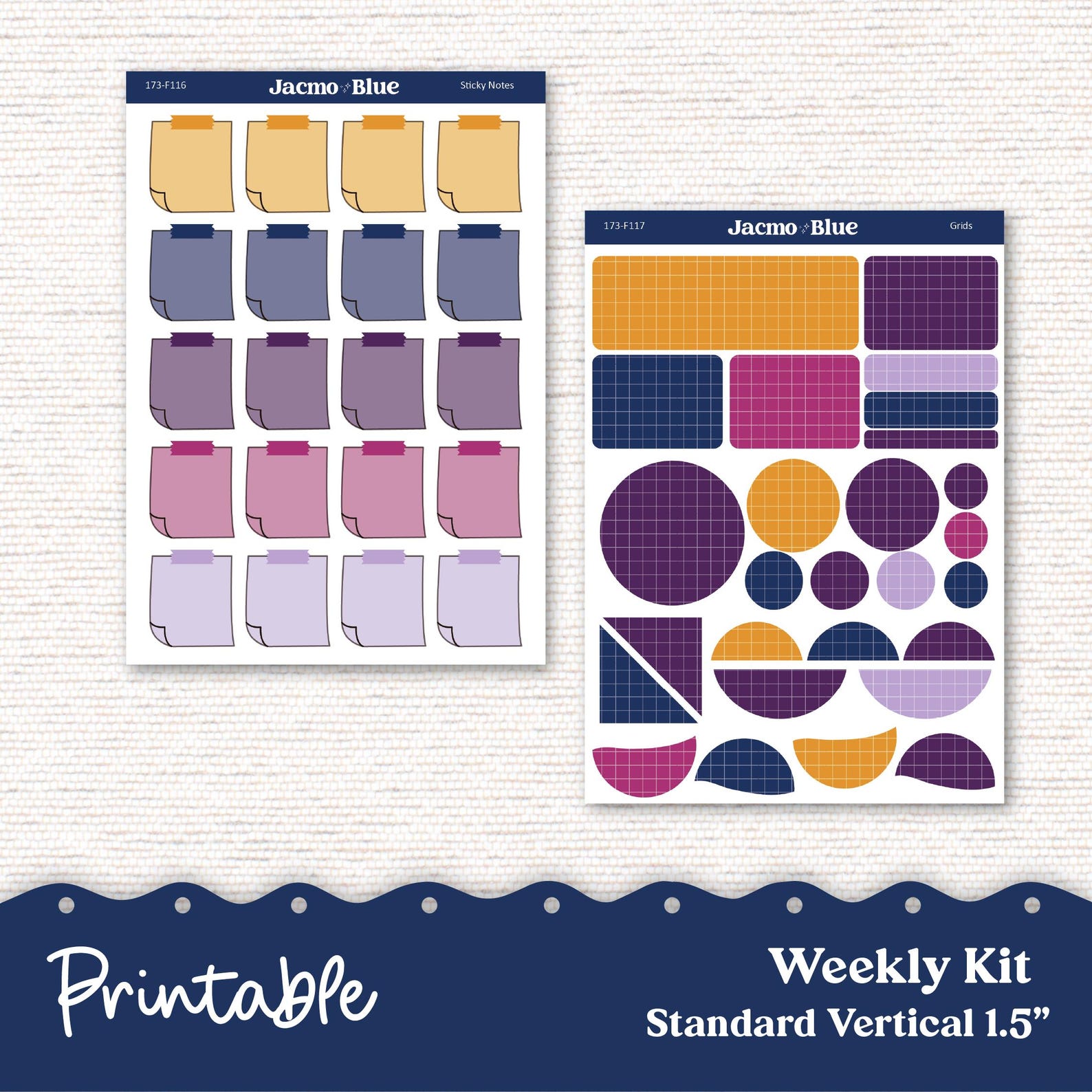 PRINTABLE Weekly Sticker Kit Vertical Planner - Silhouette Cricut ...