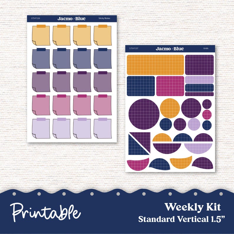 PRINTABLE Weekly Sticker Kit Vertical Planner - Silhouette Cricut ...