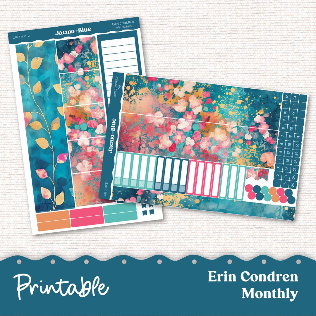 Erin Condren PRINTABLE Monthly Planner Stickers for 7x9 and A5 - Print ...