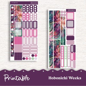 Hobonichi Weeks PRINTABLE Weekly Sticker Kit Planner Stickers - Silhouette Cricut Transparent PNG Files 175P Fantasy Floral - Digital