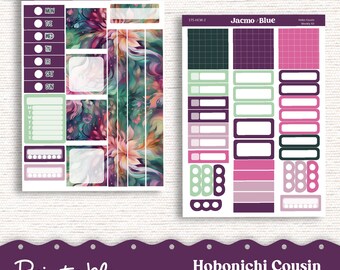 PRINTABLE Hobonichi Cousin Weekly Sticker Kit Cousin Planner Stickers - Silhouette Cricut Transparent PNG Files 175P Fantasy Floral