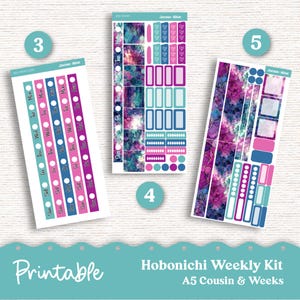 PRINTABLE Hobonichi Weeks Weekly Sticker Kit Planner Stickers - Silhouette Cricut Transparent PNG Files 260P Crackle