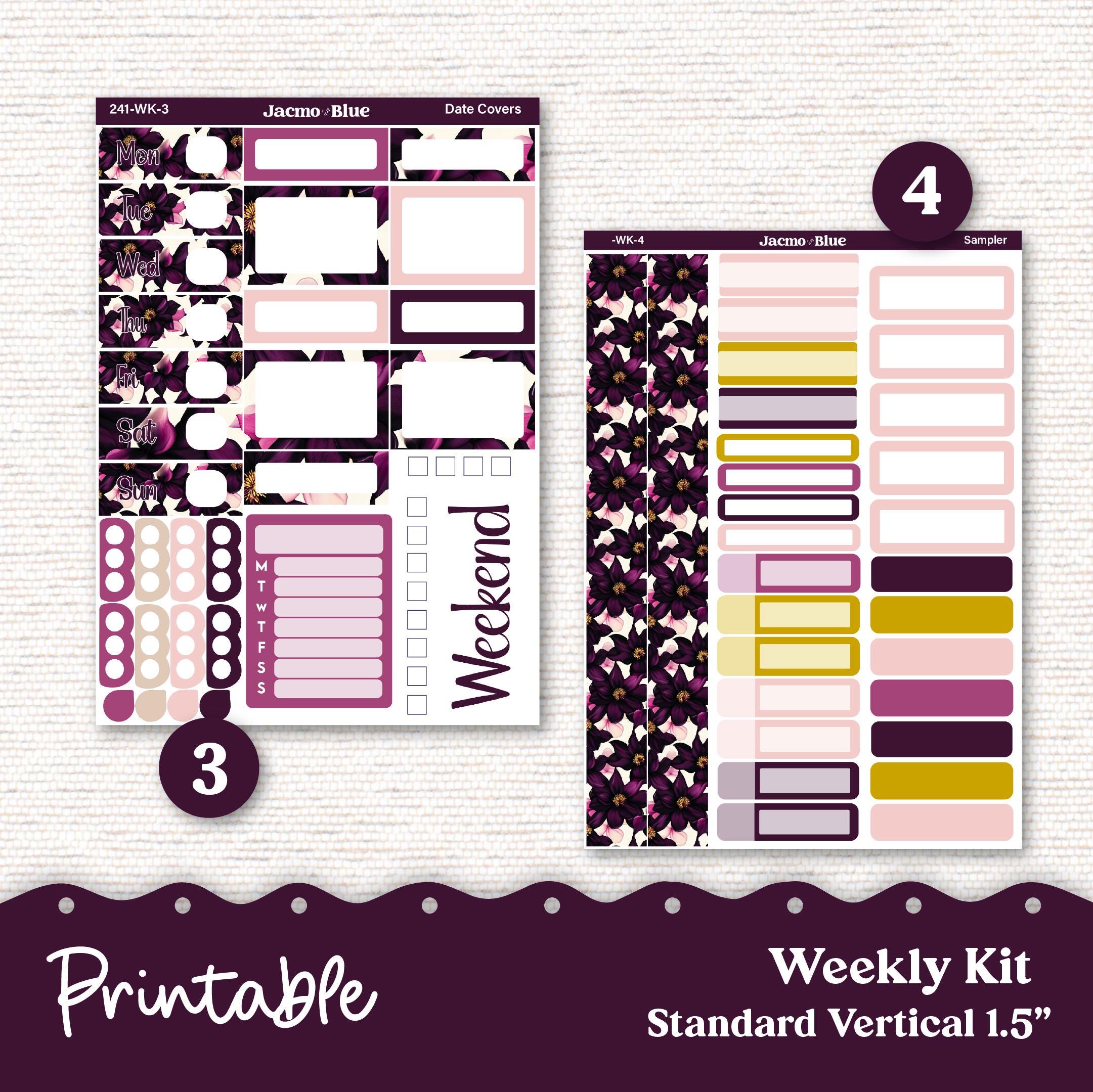 PRINTABLE Weekly Sticker Kit Vertical Planner 13 Sheets - Silhouette ...