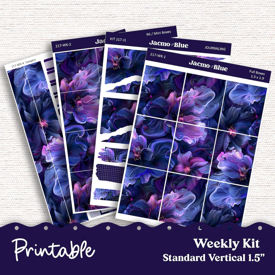 PRINTABLE Weekly Sticker Kit Vertical Planner Stickers - Silhouette ...