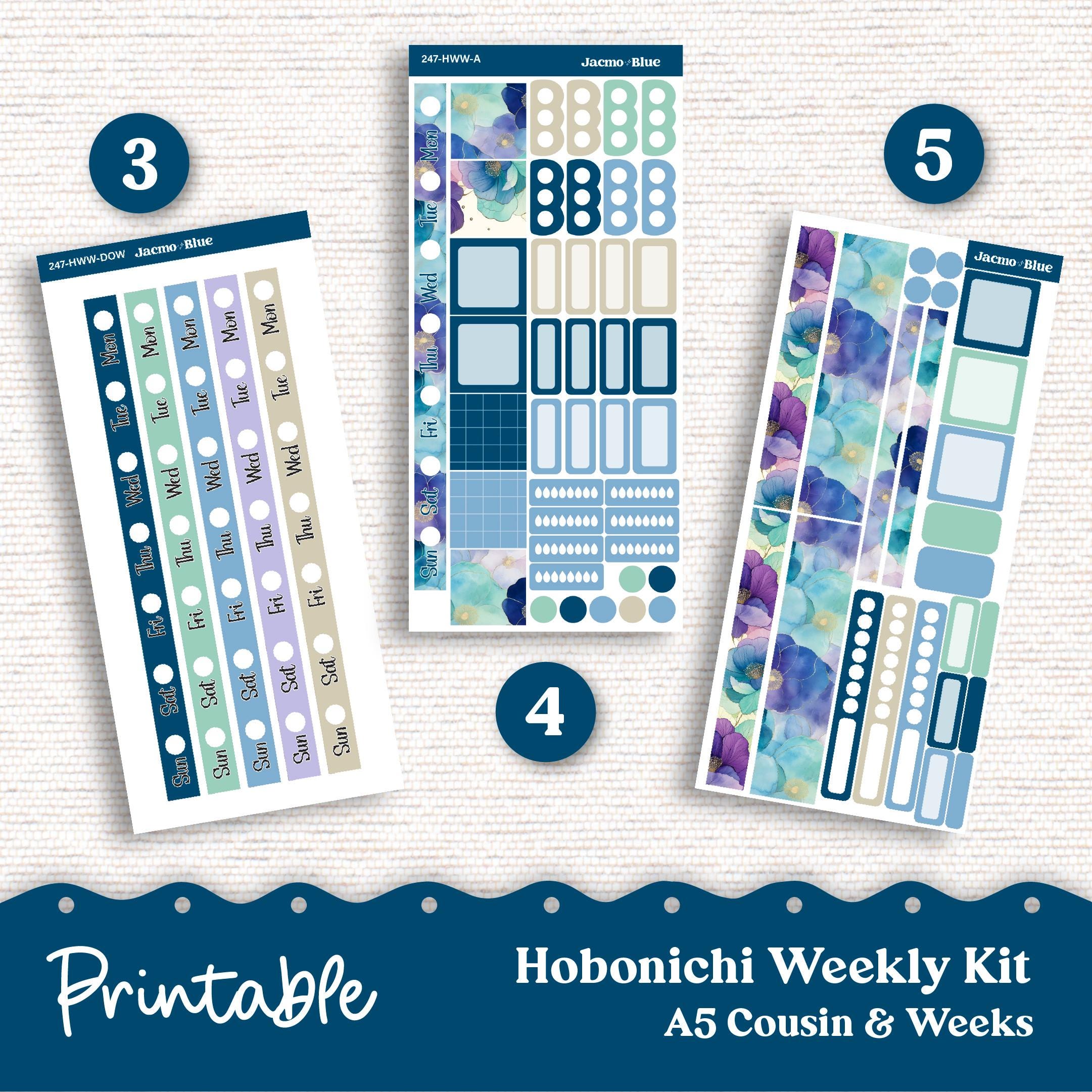 247P PRINTABLE Hobonichi Weekly Sticker Kit Cousin & Weeks Planner ...