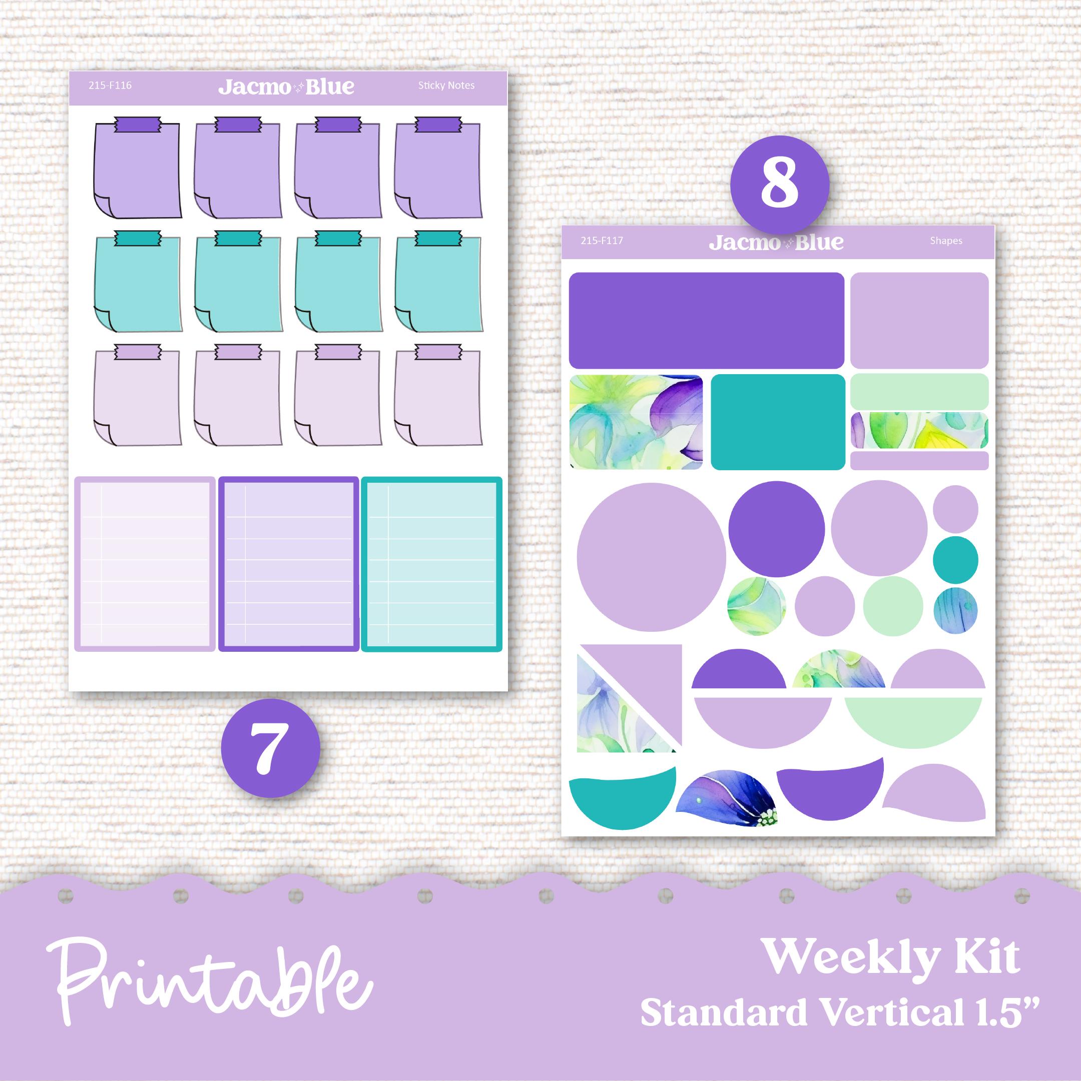 PRINTABLE Weekly Sticker Kit Vertical Planner Stickers - Silhouette ...