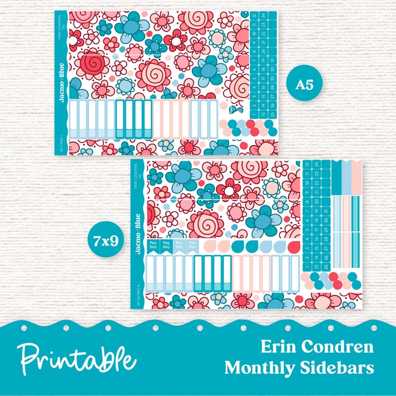 PRINTABLE Monthly Planner Stickers for Erin Condren 7x9 and A5 - Print ...