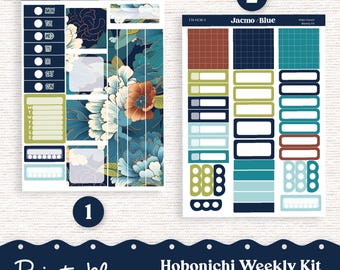 PRINTABLE Hobonichi Cousin Weekly Sticker Kit Cousin Planner Stickers - Silhouette Cricut Transparent PNG Files 176P Vintage Kimono