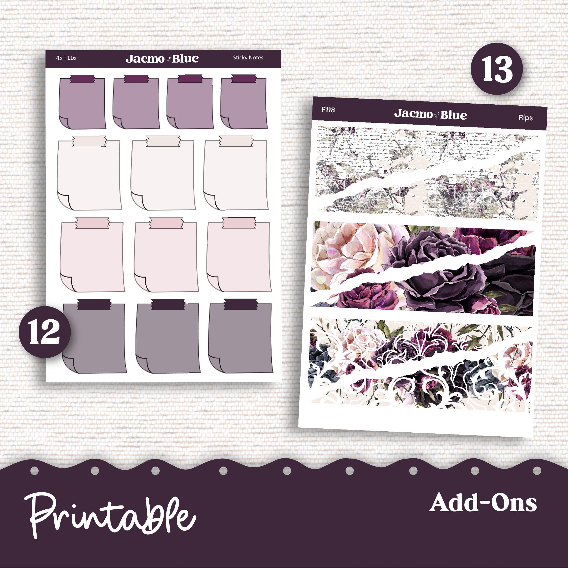 PRINTABLE Weekly Sticker Kit Vertical Planner - Silhouette Cricut ...