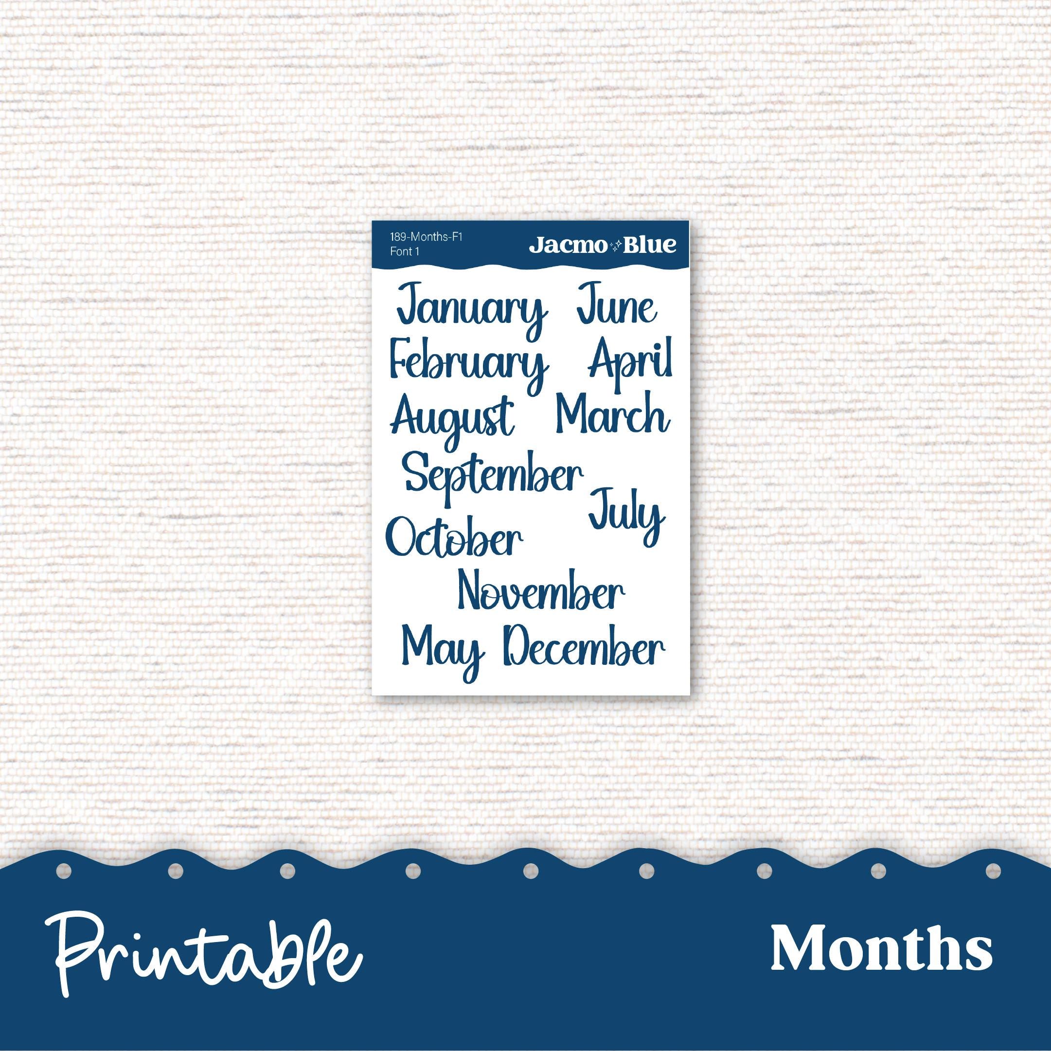 PRINTABLE Monthly Planner Stickers for Hobonichi Cousin A5 - Print and ...