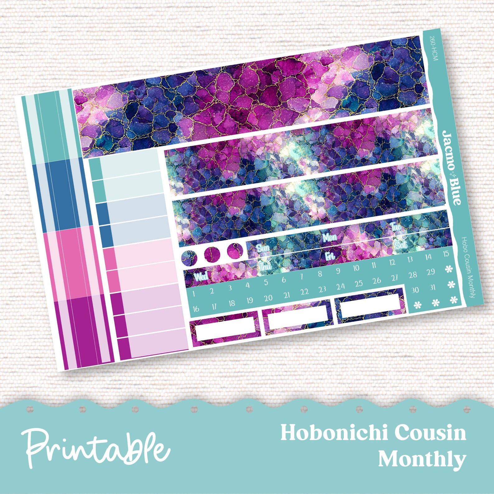 Hobonichi PRINTABLE Monthly Planner Stickers for Hobo Cousin A5 - Print ...