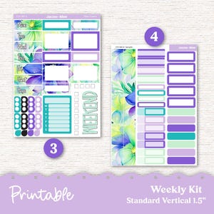 PRINTABLE Weekly Sticker Kit Vertical Planner Stickers - Silhouette ...