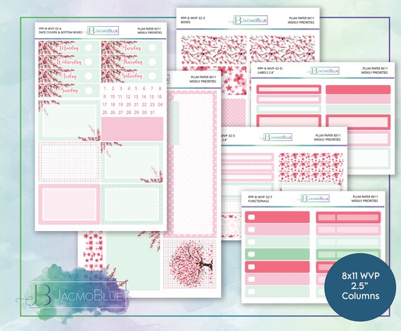 WK 129 Weekly Sticker Kit and Add Ons Cherry Blossom Labels, Stickers ...