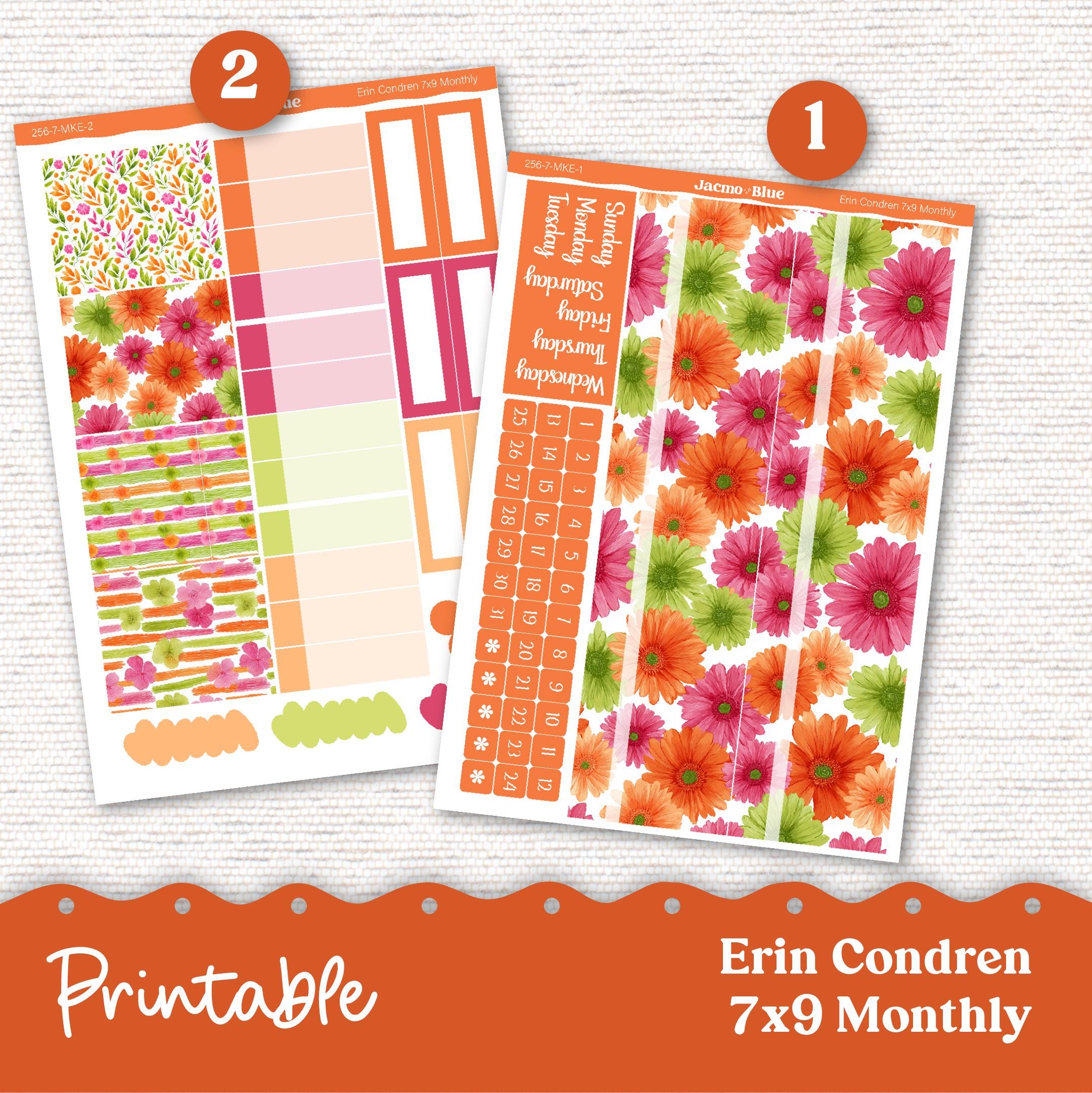 PRINTABLE Monthly Planner Stickers for Erin Condren 7x9 and A5 - Print ...