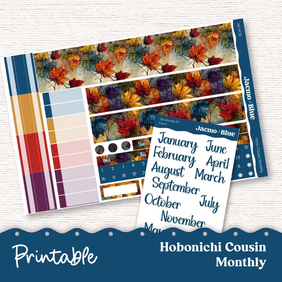 Hobonichi PRINTABLE Monthly Planner Stickers for Hobo Cousin A5 - Print ...